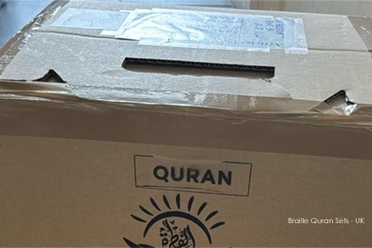 3. A box of Braille Quran set for a student in the UK 